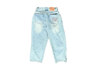 9090 King Logo Buggy Denim Pants "Vintage Blue"
