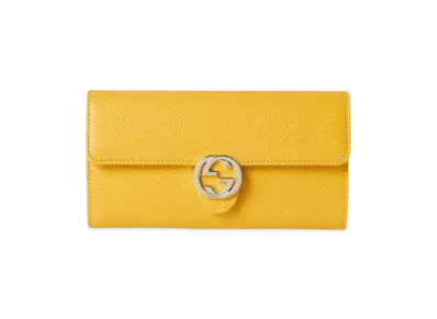 GUCCI GG Interlocking Bi-fold Long Wallet "Yellow"