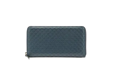 GUCCI Micro Guccissima Zip Around Long Wallet "Blue"