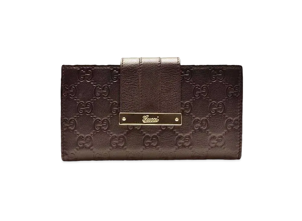 GUCCI Sherry Guccissima Bi-fold Long Wallet "Dark Brown"