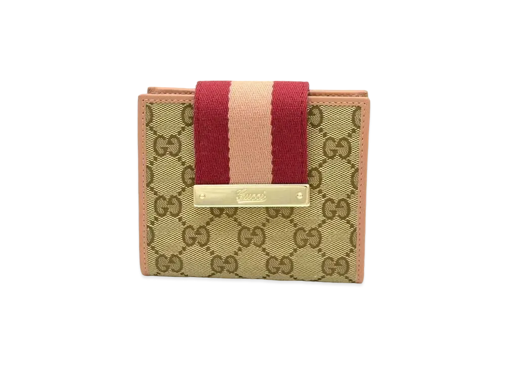 GUCCI GG Canvas Sherry Bi-fold Wallet "Pink"