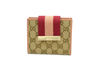 GUCCI GG Canvas Sherry Bi-fold Wallet "Pink"