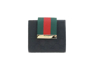 GUCCI GG Canvas Sherry Bi-fold Wallet "Black"