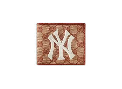 GUCCI GG Canvas Bi-fold Wallet NY Yankees "Pink"