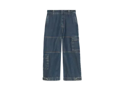 GUCCI Denim Pant With Gucci Label "Dark Blue"