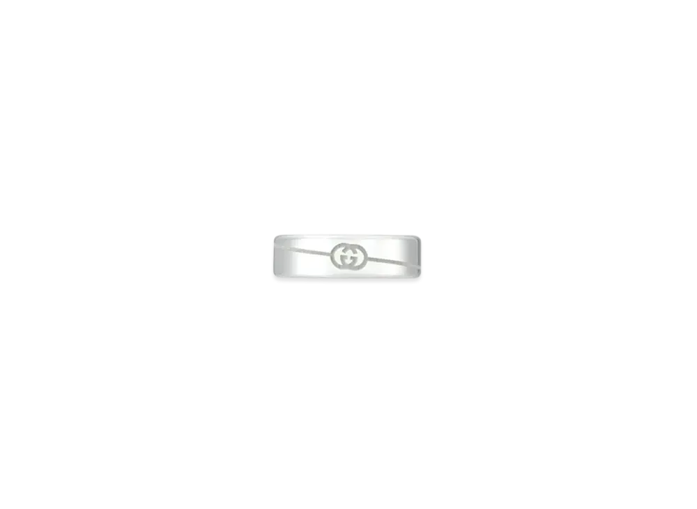 GUCCI Diagonal Interlocking G Ring "Sterling Silver"