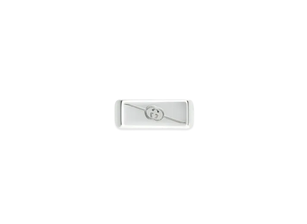 GUCCI Diagonal Interlocking G Ring "Silver"