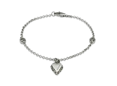 GUCCI Heart Pendant Bracelet "Silver"