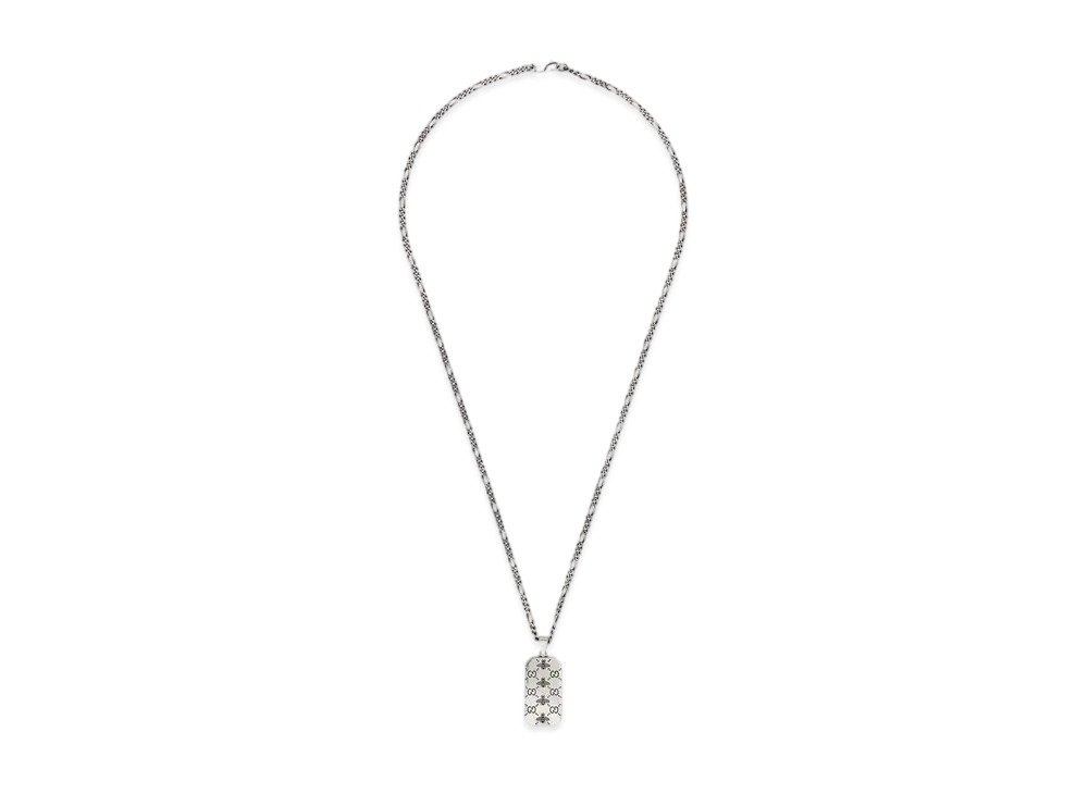 グッチ GG ビー エングレーブド ペンダント ネックレス "シルバー" 728265 J89B0 9515