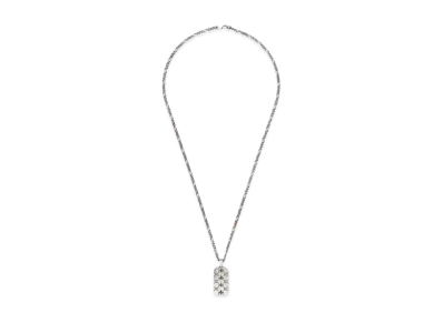 GUCCI GG Bee Engraved Pendant Necklace "Silver"