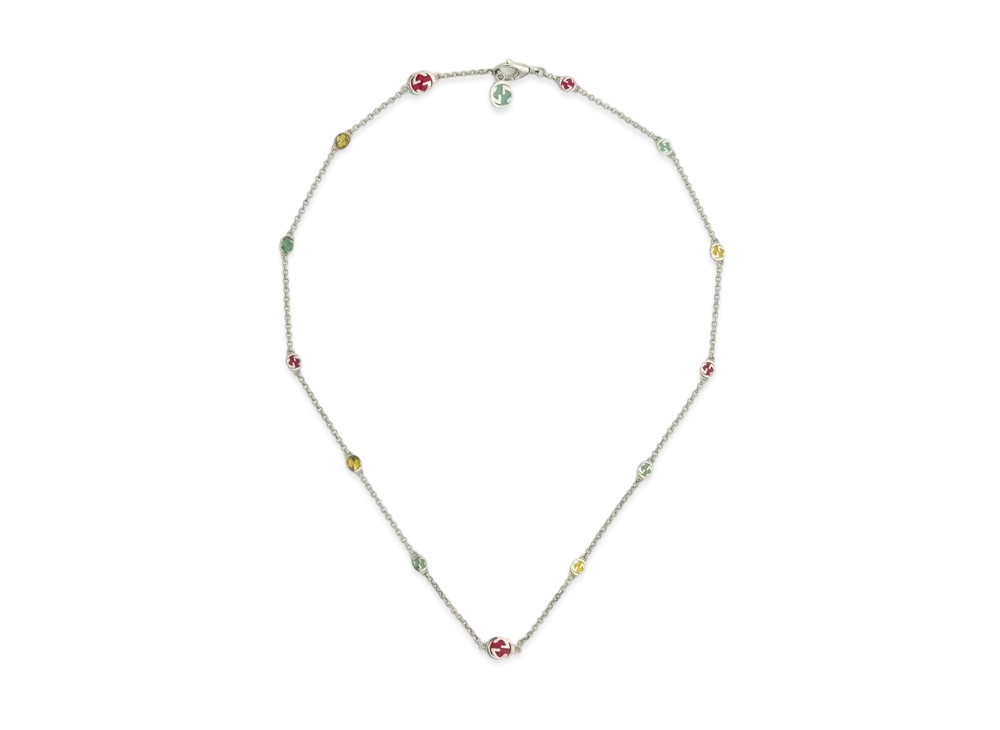 GUCCI Interlocking G Necklace Enamel Aged Finish "Multicolor"