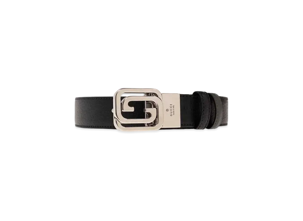 GUCCI Reversible Belt With Squared Interlocking G "Black/Grey"