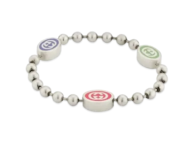 GUCCI Interlocking G Bull Chain Bracelet Enamel "Multicolor"