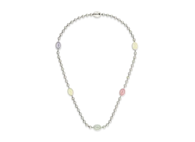 GUCCI Interlocking G Bull Chain Necklace Enamel "Multicolor"