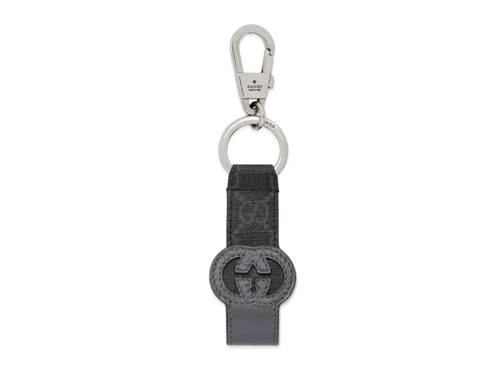 GUCCI Cutout Interlocking G Keychain "Black/Gray"