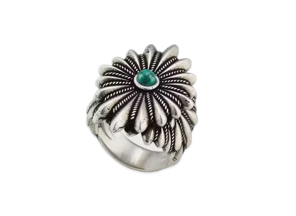 GUCCI Interlocking G Ingraved Flower Ring "Silver"