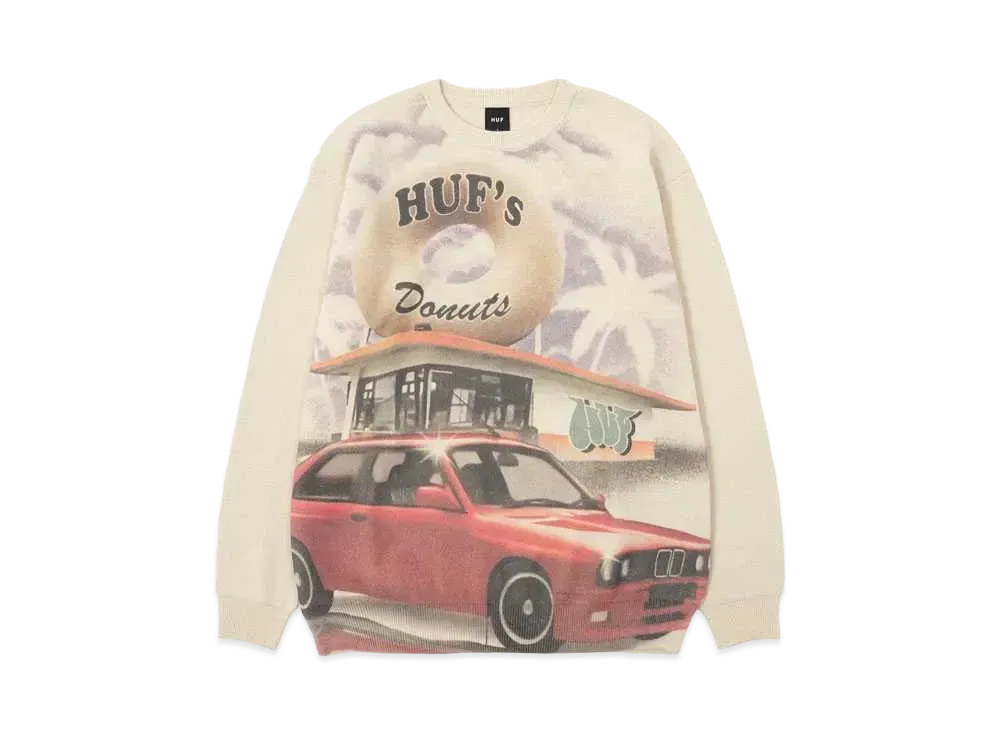 HUF Fall 24 Drive Thru Crew Sweater "Linen"