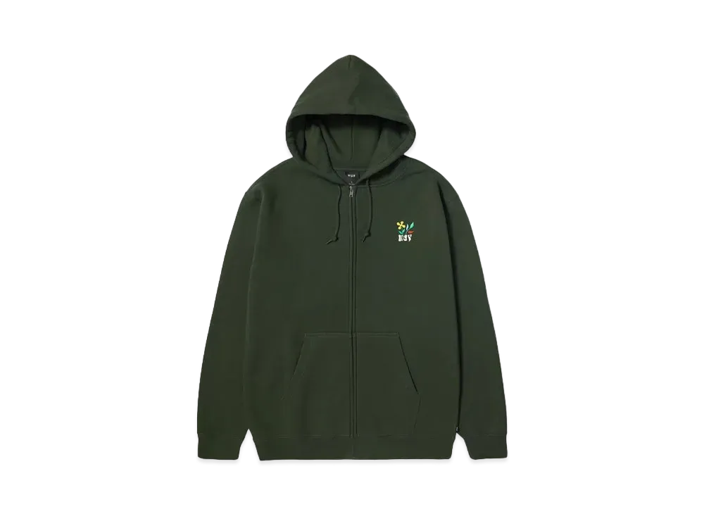 HUF Fall 24 Flower Full Zip Hoodie "Hunter Green"