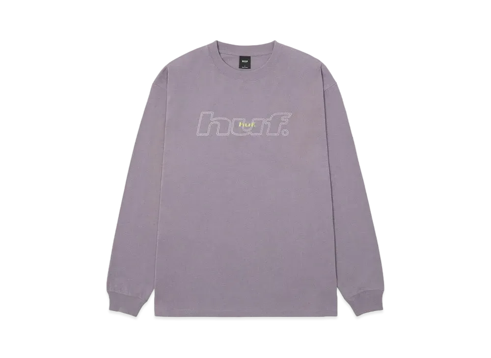 HUF Fall 24 Distressed Logo Long Sleeve Tee "Light Plum"