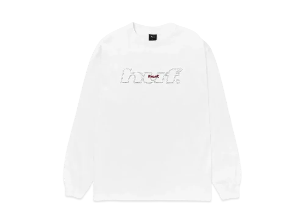 HUF Fall 24 Distressed Logo Long Sleeve Tee "White"