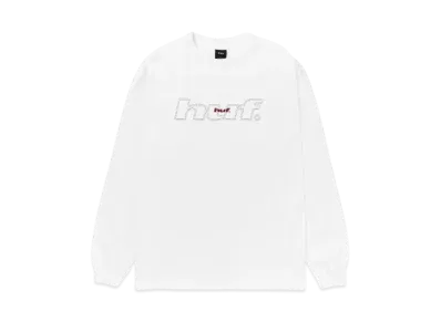 HUF Fall 24 Distressed Logo Long Sleeve Tee "White"