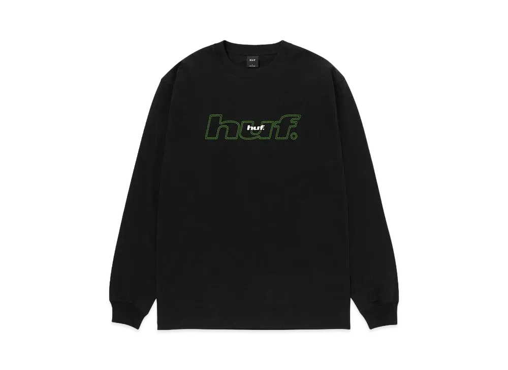 HUF Fall 24 Distressed Logo Long Sleeve Tee "Black"