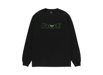 HUF Fall 24 Distressed Logo Long Sleeve Tee "Black"