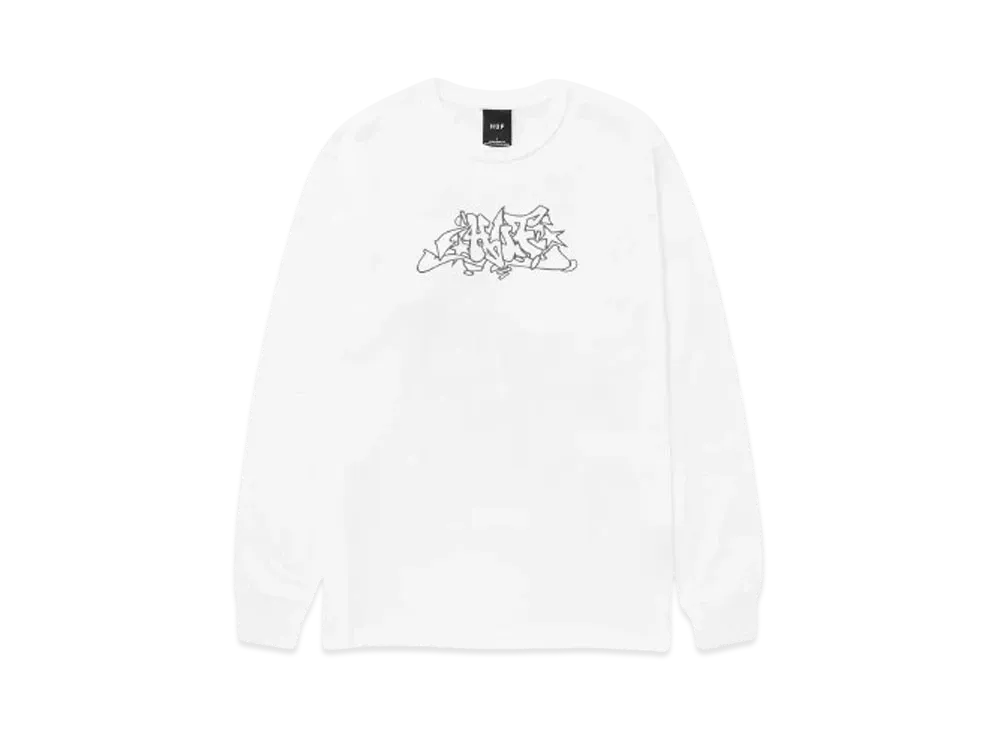 HUF Fall 24 Outline EMB. Long Sleeve Tee "White"