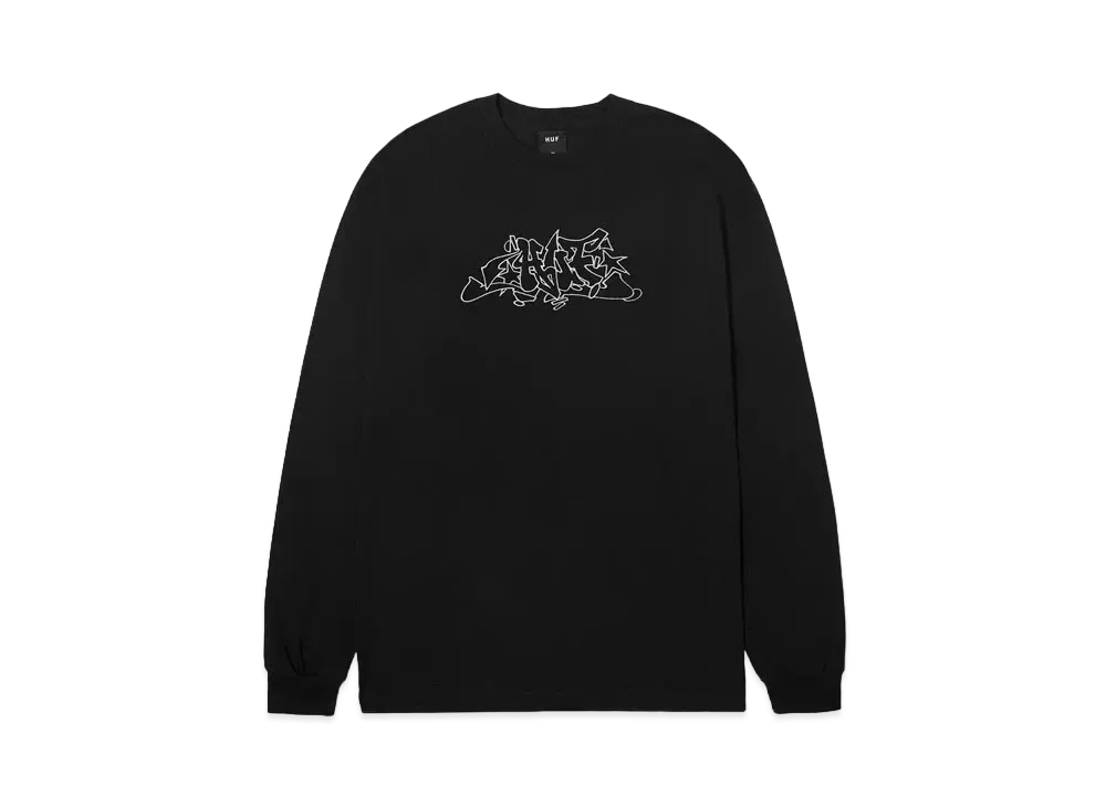 HUF Fall 24 Outline EMB. Long Sleeve Tee "Black"