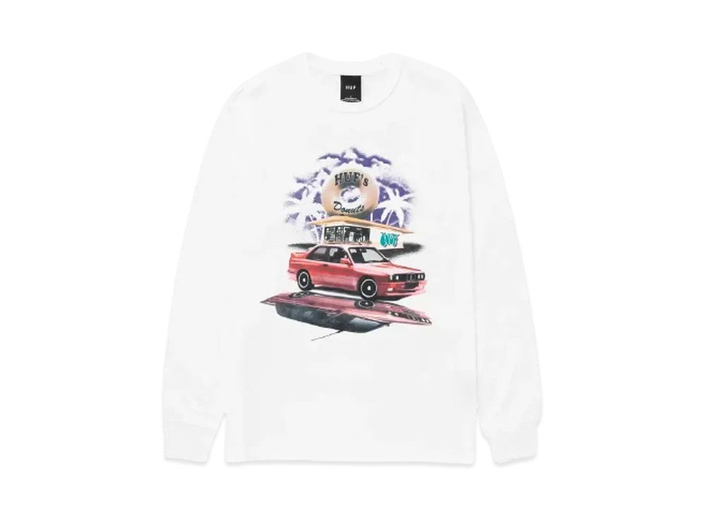 HUF Fall 24 Drive Thru Long Sleeve Tee "White"