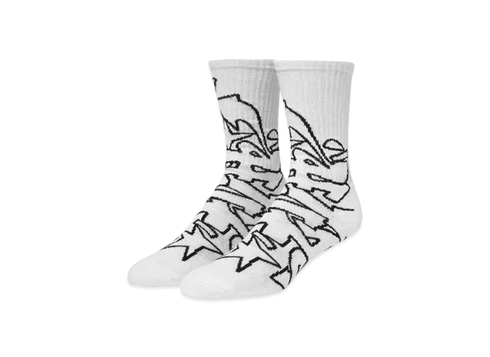 HUF Fall 24 Outlines Crew Socks "White"