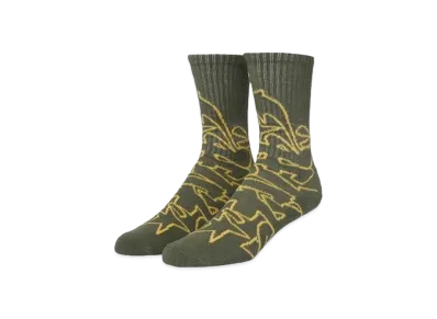 HUF Fall 24 Outlines Crew Socks "Olive"