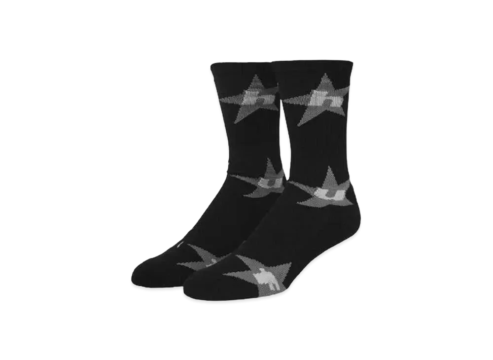 HUF Fall 24 Tri-Star Crew Socks "Black"