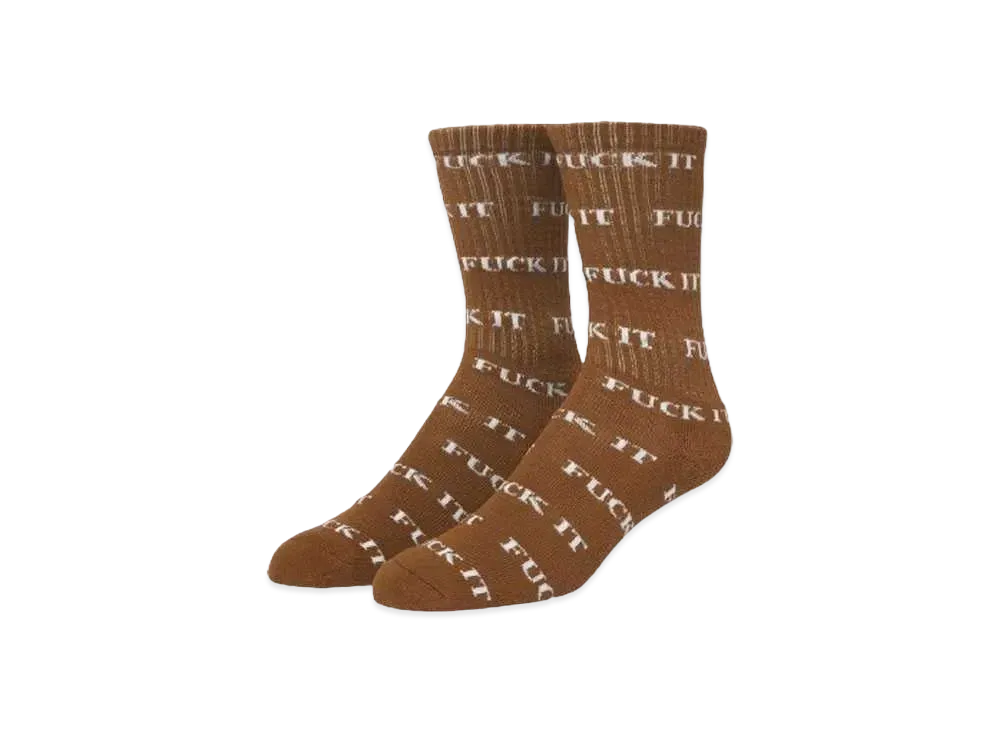 HUF Fall 24 Fuck It Socks "Brown"