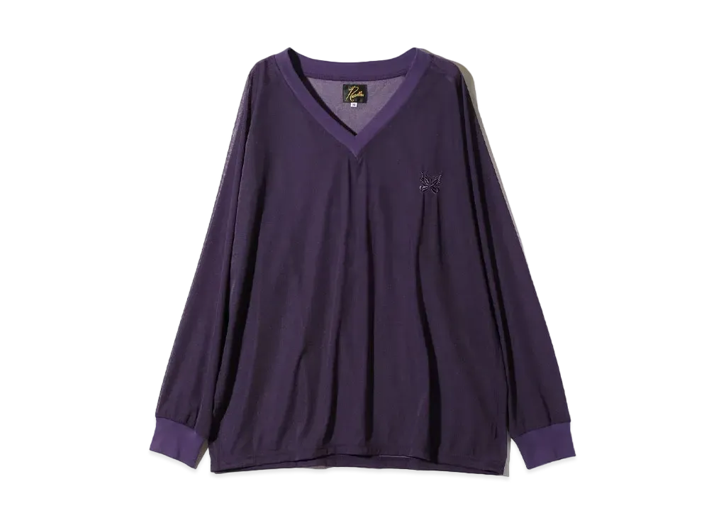 Needles L/S V Neck Tee Poly Tricot Chiffon "Purple"
