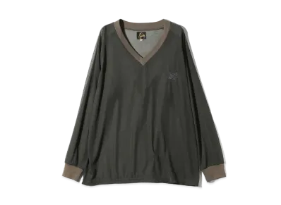 Needles L/S V Neck Tee Poly Tricot Chiffon "Khaki"
