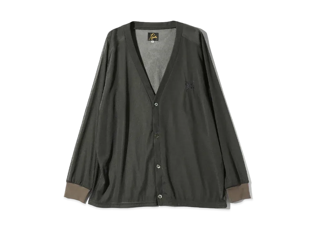 Needles V Neck Cardigan Poly Tricot Chiffon "Khaki"