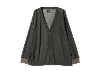 Needles V Neck Cardigan Poly Tricot Chiffon "Khaki"