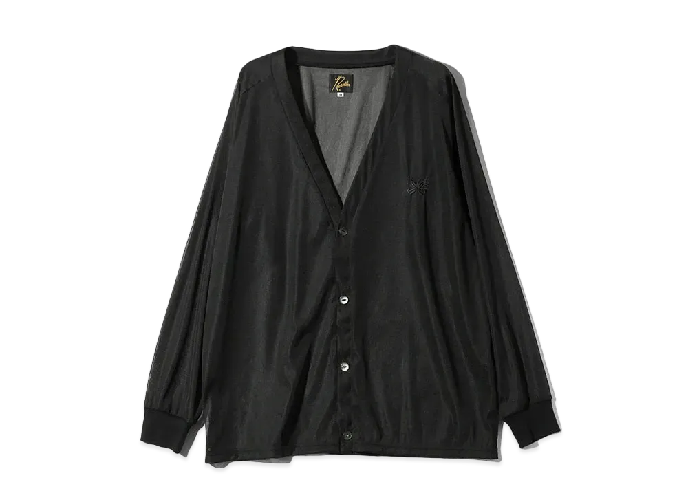 Needles V Neck Cardigan Poly Tricot Chiffon "Black"
