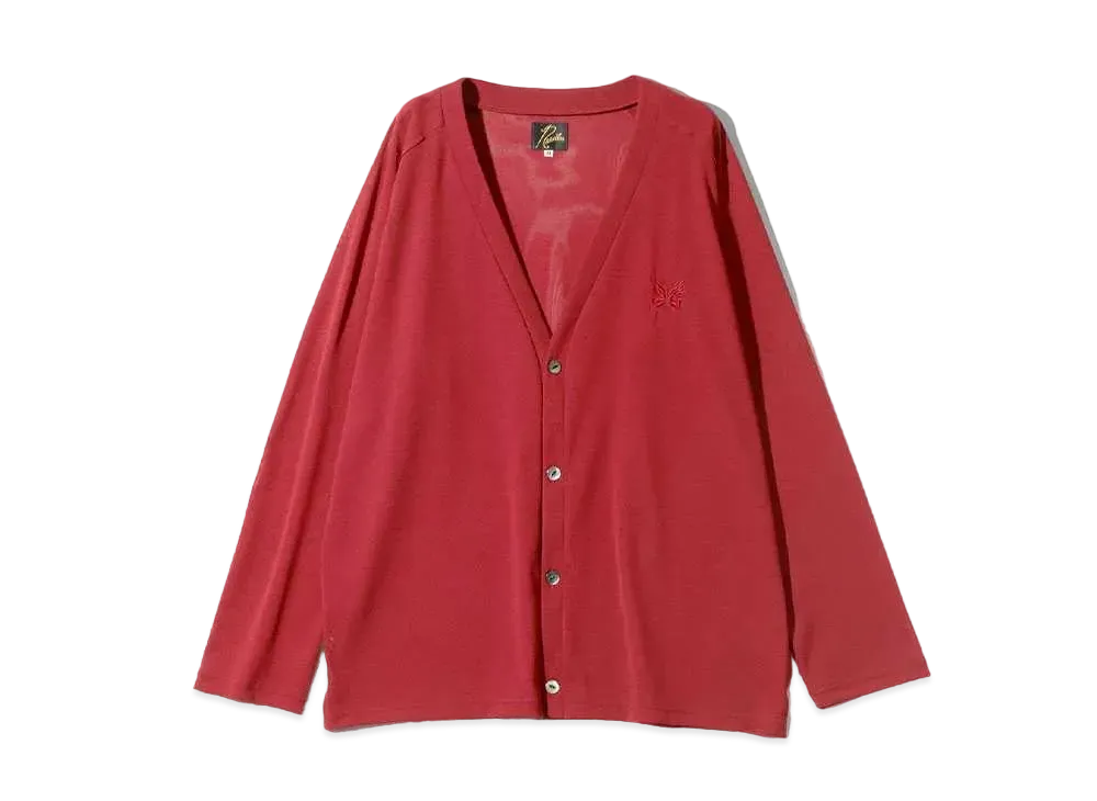 Needles V Neck Cardigan Poly Mesh "Red"