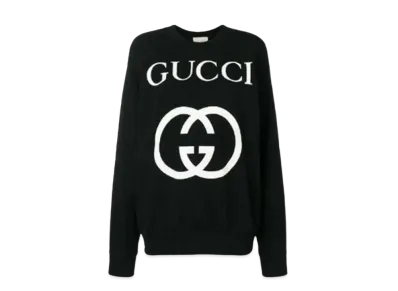 GUCCI Women's Interlocking G Oversized Crew Neck Sweater "Black"
