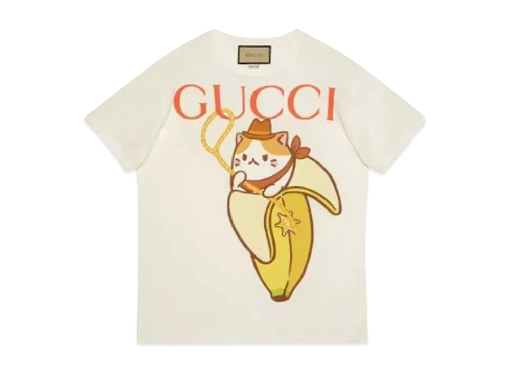 GUCCI Women's Bananya Print Cotton T-shirt "White"