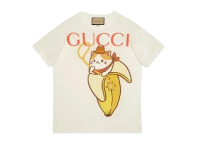 GUCCI Women's Bananya Print Cotton T-shirt "White"