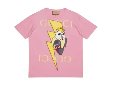 GUCCI Women's Lightning Bolt Bananya T-shirt "Pink"