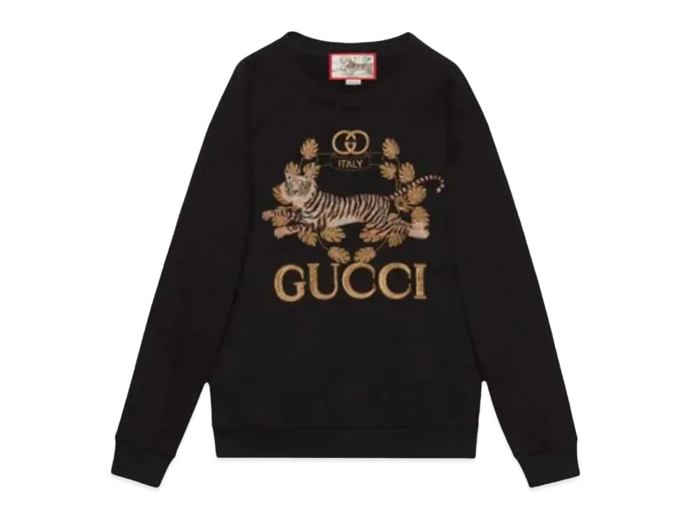GUCCI Women's Tiger Sweatshirt With Embroidery "Black"