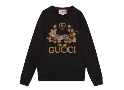 GUCCI Women's Tiger Sweatshirt With Embroidery "Black"