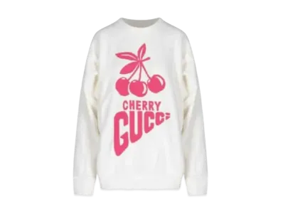 GUCCI Women's Cherry Motif Oversized Sweatshirt "White"