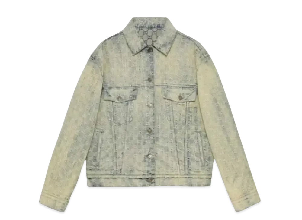 GUCCI Women's Jacquard Denim Jacket "Light Blue"