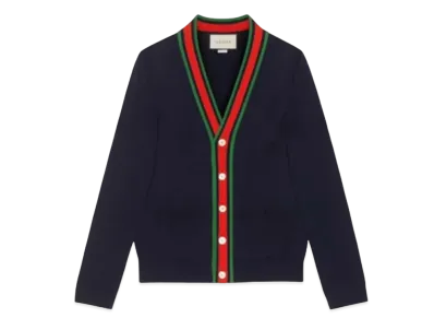 GUCCI Men's Wool Knit Cardigan "Blue"