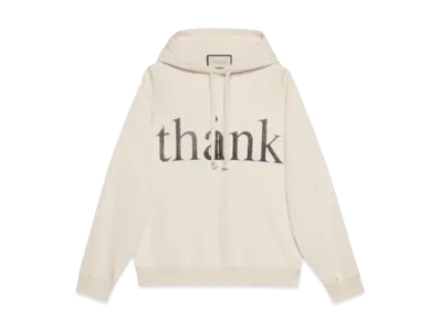 GUCCI Men's Think Thank Print Hooded Sweatshirt "White"